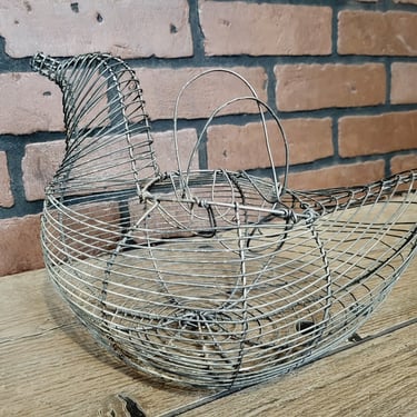 Vintage Wire Chicken Egg Basket 