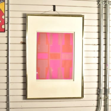Vintage Arthur Boden 'T-Series' Red/Pink/Orange Screenprint, Signed & Numbered in Pencil, Large Matte Frame, Pop Art, 39.5" x 27.5" 
