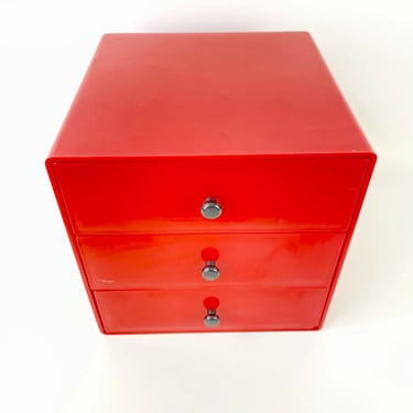 Vintage Modern InterDesign Red Organizer Storage Box USA 1970's Mid Century MCM