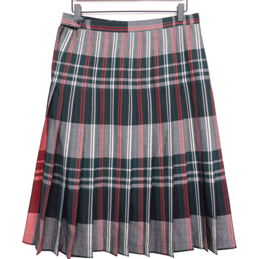 Pleated Plaid Midi Skirt USA