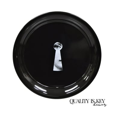 Fornasetti Milano Italy Serratura Black and White Keyhole Round Platter Tray