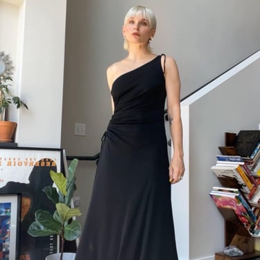 VTG 90s Black One Shoulder Dress 