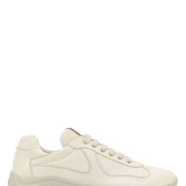 Prada Men White Leather Sneakers