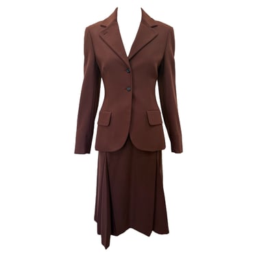 Prada 2000s Chocolate Brown Maxi Skirt Suit, NWT