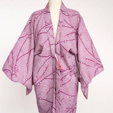 1950s Haori Printed Purple Japanese Robe 