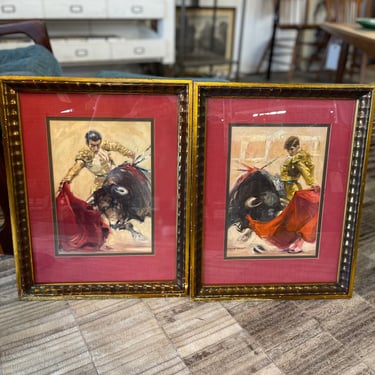 Mid Century B. Ballestar Matador Watercolor Prints