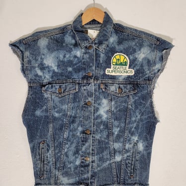 Vintage 1993 NBA Playoffs Seattle SuperSonics Levis Denim Vest Sz. M