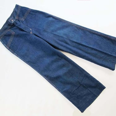Vintage 70s Wide Leg Jeans Small 25 26 - 1970s High Waist Boho Bell Bottom Blue Jeans - Dark Wash Bohemian Jeans - 70s Clothing 