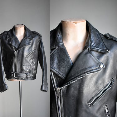 80s Black Leather Motorcycle Jacket 