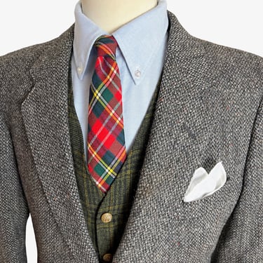 Vintage HARRIS TWEED x St Michael Wool Sport Coat ~ 40 Long ~ Donegal ~ jacket / sblazer ~ Preppy / Ivy League / Trad ~ 