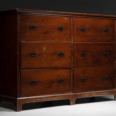 Massive Chest of Drawers, 97 Inches / Opaline & Copper Lantern