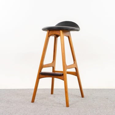 Teak & Leather Bar Stool by Erik Buch - (D1250) 