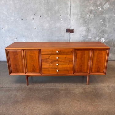 Vintage Walnut Drexel Declaration Double Bay Credenza / Sideboard