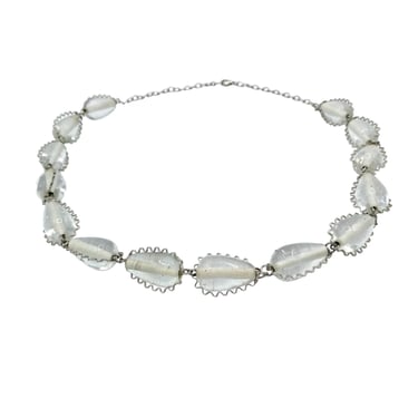 Vintage 1970s Clear Teardrop Glass Bead Necklace, Retro Costume Jewelry, VFG 