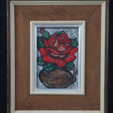 Japan oil painting Bara-Hana 1970 oil acrylic hand craft 