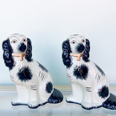 Pair of Black and White Dog Figurines