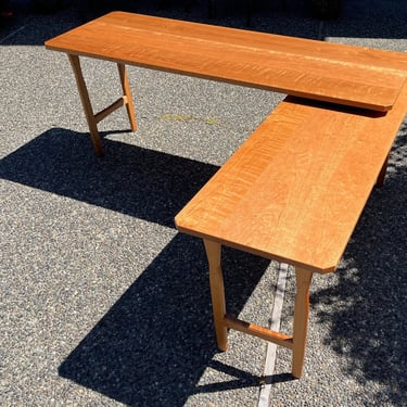 L Shaped Mid Century Modern Cherry Desk 