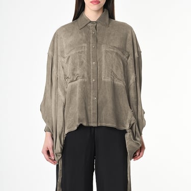 Oversized Drop Shoulder Blouse in GREEN or STORM GREY