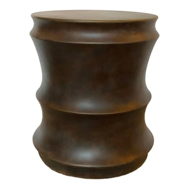 Modern Bronze Finished Concave Channeled Side Table