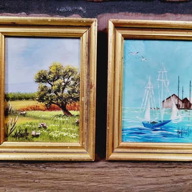 Pair of Hatfield Paintings Signed 4 1/2"x3 1/2" 