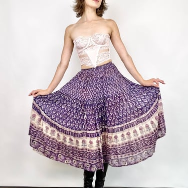 Hyacinth Petals Indian Cotton Skirt
