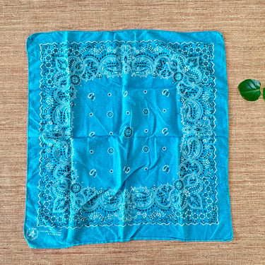 Vintage Teal Bandana - Fast Color All Cotton RN 13960 - Western Style 