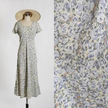 90s pale blue floral maxi dress 