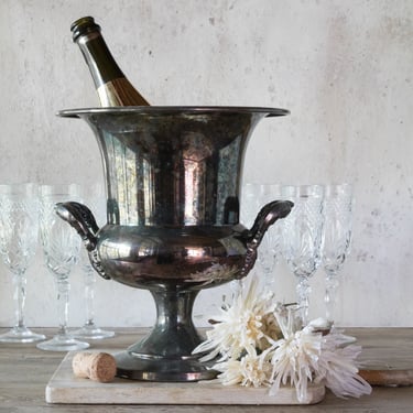 Silverplate Champagne Bucket, Vintage Ice Bucket, Wine Cooler 