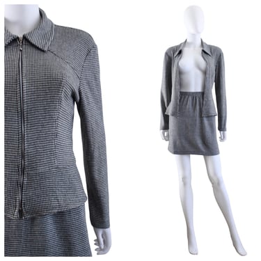 1990s Black & White Houndstooth Mini Skirt Suit - 1990s Preppy Skirt Suit - 1990s Clueless Inspired Suit - 90s Mini Skirt | Size Small 