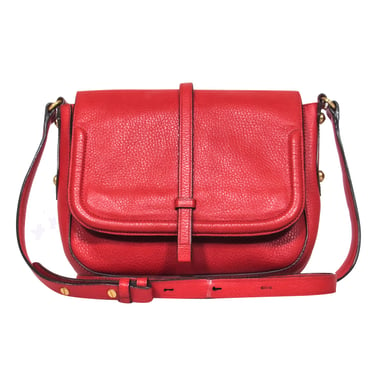 Annabel Ingall - Red Textured Leather Crossbody Bag w/ Top Flap