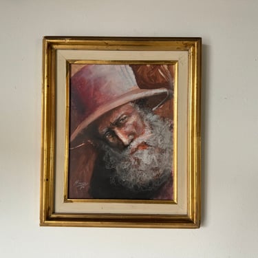 1974 Annerys Oil Pastel Portrait Painting, Framed 