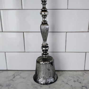 Vintage Ornate Silver Metal Bell with Handle  School Bell Dinner Bell 