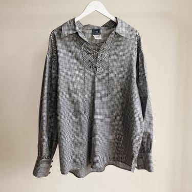 Gingham Laced Silk Top