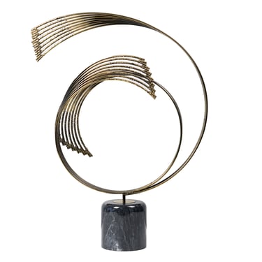 Curtis Jere Windswept Brass and Marble Sculpture 