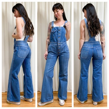 70s JCP button down bell bottom overalls 