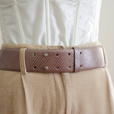 taupe reptile leather belt 