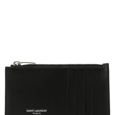 Saint Laurent Men Black Leather Card Holder