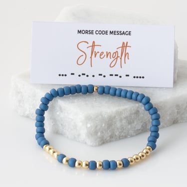 Strength Bracelet - Bubble Morse Code Bead Bracelet, Stretch Bracelet, Motivation Jewelry, Encouragement Gift, Cancer Support Gift 