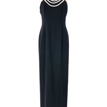 Victor Costa Pearl Necklace Accented Gown
