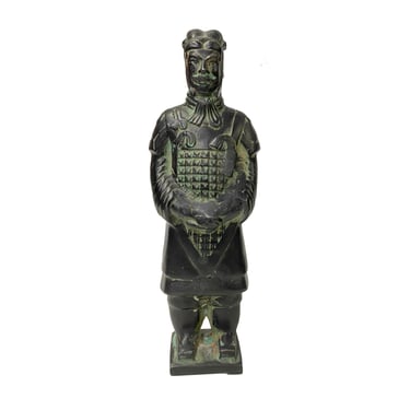 Chinese Black Green Rustic Ancient Artistic Terra Cotta Soldier Figure ws2451E 