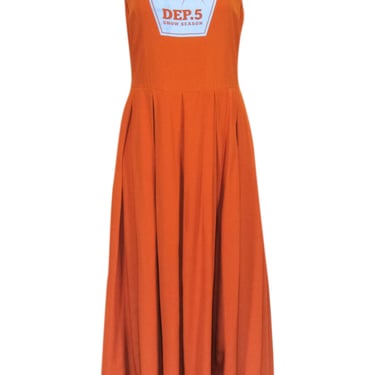 Department 5 - Orange Crepe Sleeveless Pleated Bottom Dress Sz S
