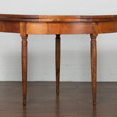 19th Century Country French Louis XVI Folding Demilune Provincial Walnut Dining Table 
