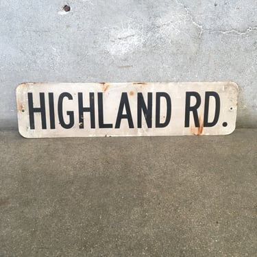 Vintage Highland Rd. Porcelain Street Sign