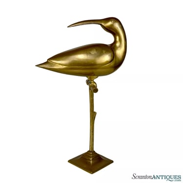 Mid-Century Hollywood Regency Coastal Brass Curlews Bird Sculpture