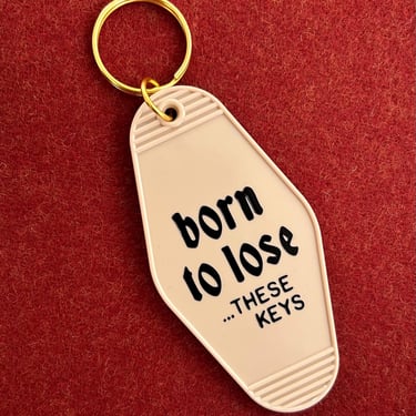 Born To Lose …These Keys black & beige skull motel hotel vintage style acrylic keychain 