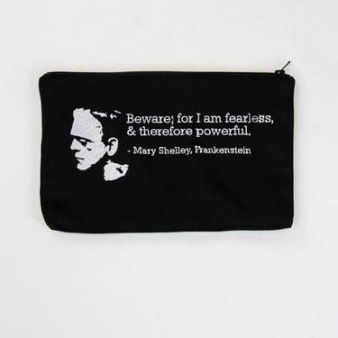 Embroidered Quotes Wallet Coin Make-up Pouch 9" x 6" 