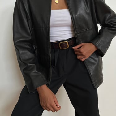 Vintage Onyx Zip-Up Leather Jacket