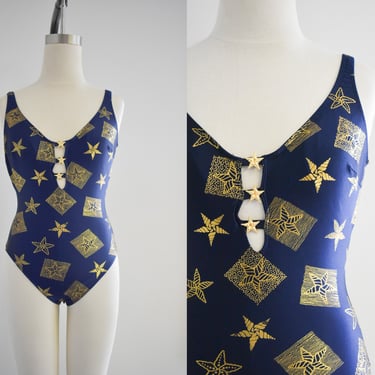 1990s La Blanca Starfish Swimsuit 
