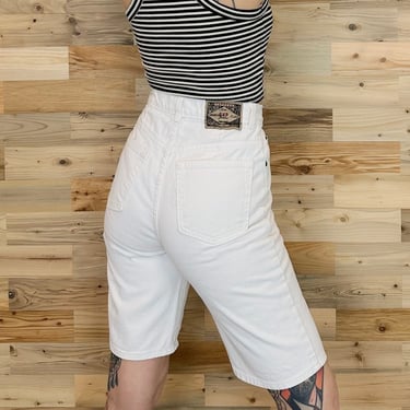 90's Express White Denim Bermuda Jean Shorts / Size 25 