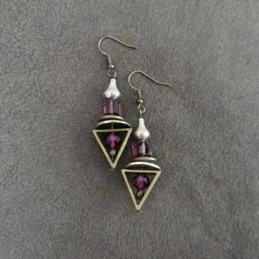 Bronze and purple triangle earrings 